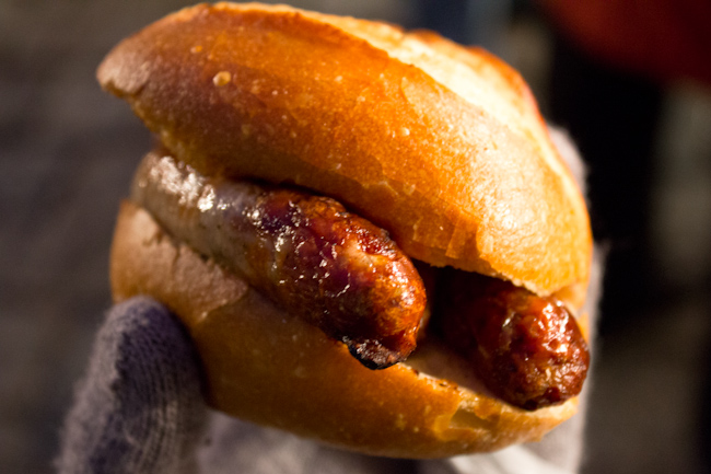 Nuremberg Bratwurst at the Christmas Markets