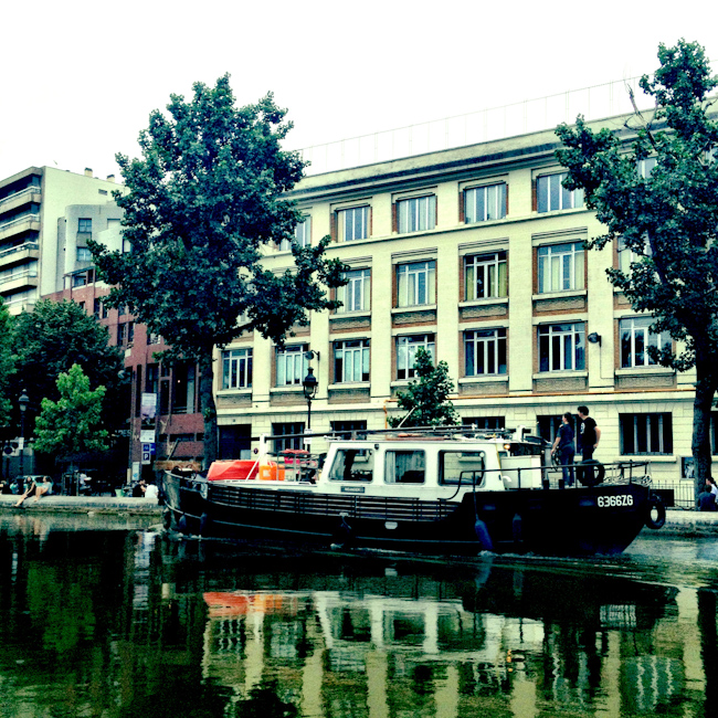 Houseboat on the Canal St Martin in Paris Houseboat on the Canal St Martin in Paris