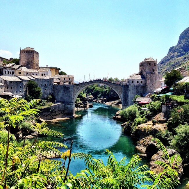 Mostar's Old Bridge in Bosnia & Herzegovina Mostar's Old Bridge in Bosnia & Herzegovina