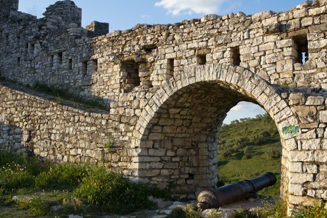 Castle walls and cannon in Berat, Albania Castle walls and cannon in Berat, Albania