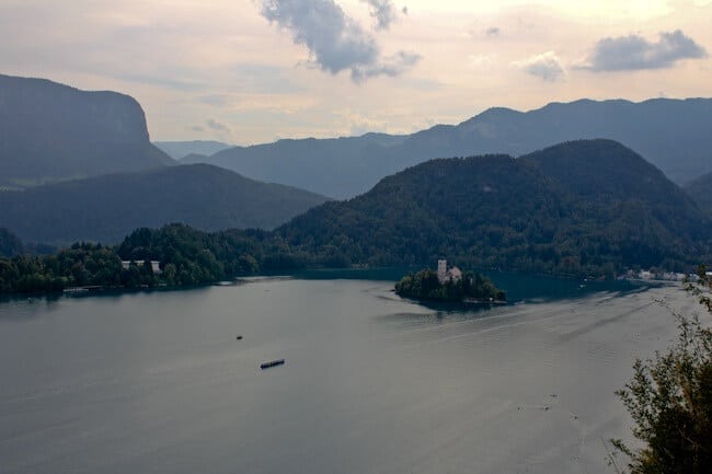 Looking down on Lake Bled