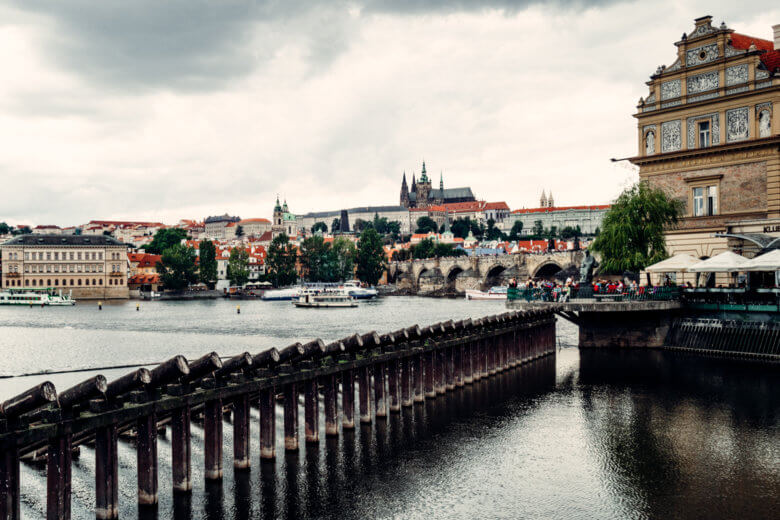 Looking over to Prague Castle from the river.