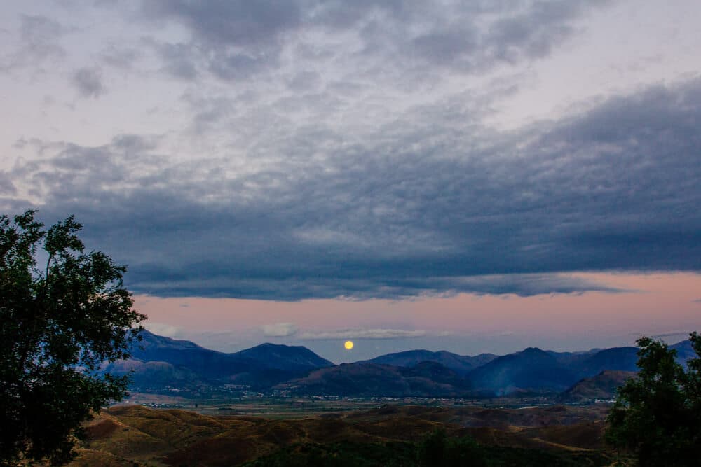 Moon Rise Above Albanian Villages