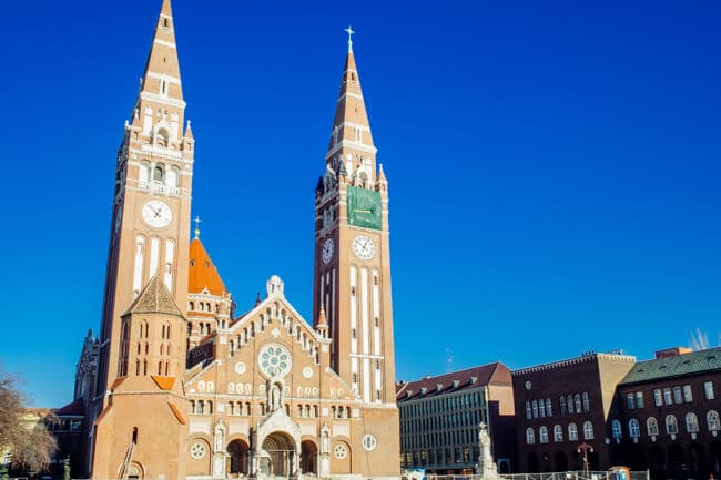 Votive Church Szeged with blue skies.