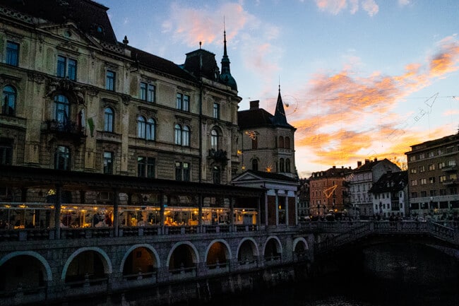 Ljubljana Bridge Sunset - 2014