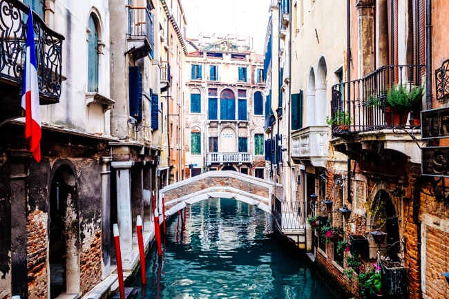 The colourful canals of Venice