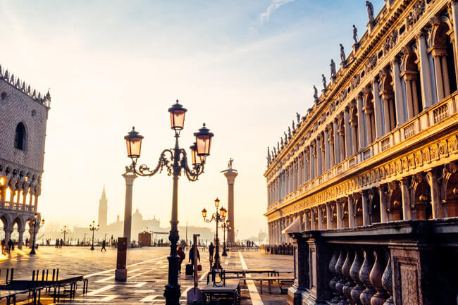 St Mark's Square in the morning sun, Venice, Italy