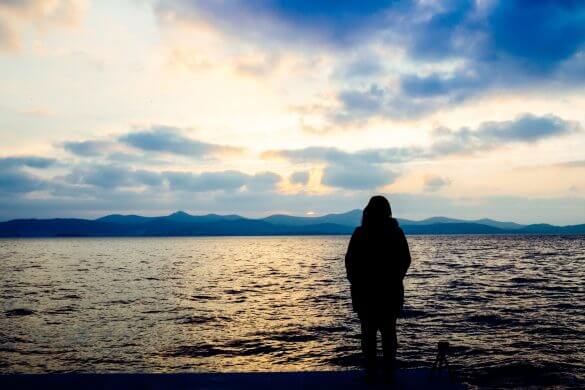 Andrea watching the sunset in Zadar.