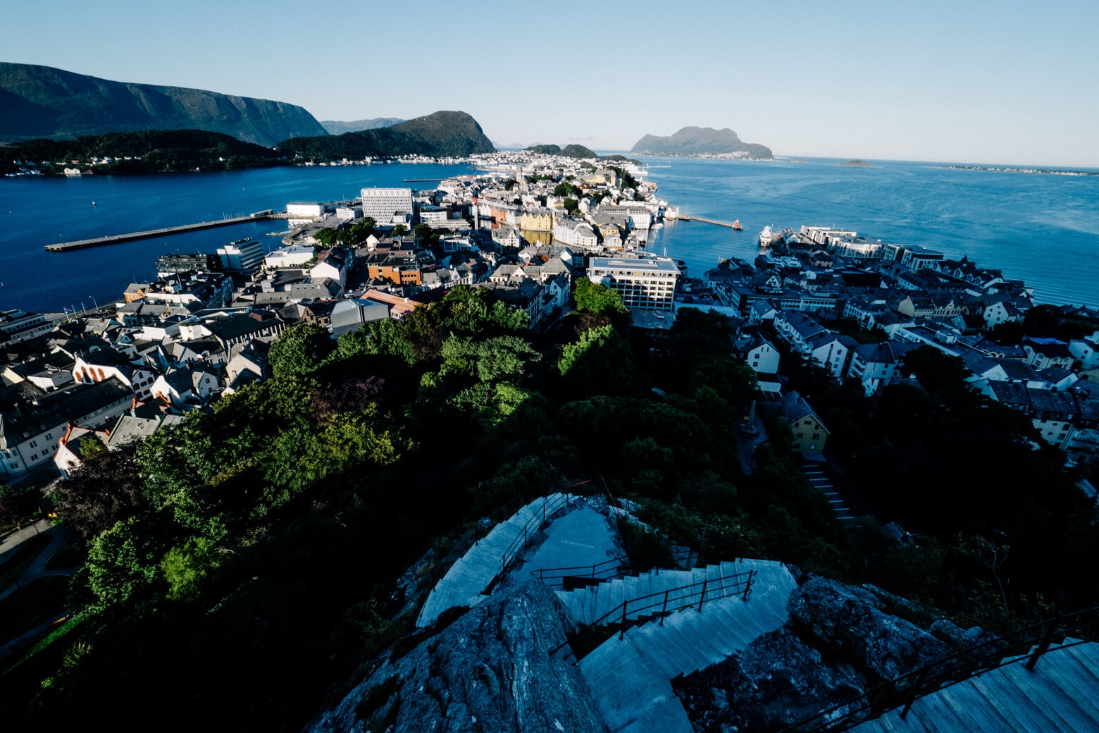 Steps from Aksla Lookout Down to Alesund