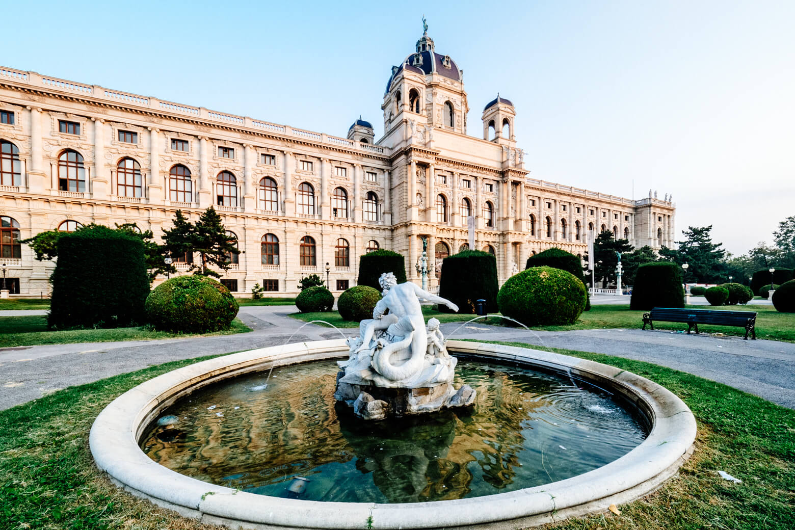 Museum and fountain in Vienna, Austria