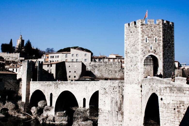 Besalu in Costa Brava with its stone bridge and gate where you enter the city. 