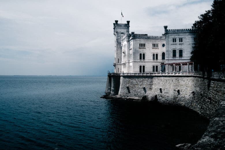 Trieste Miramare Castle directly on the sea.
